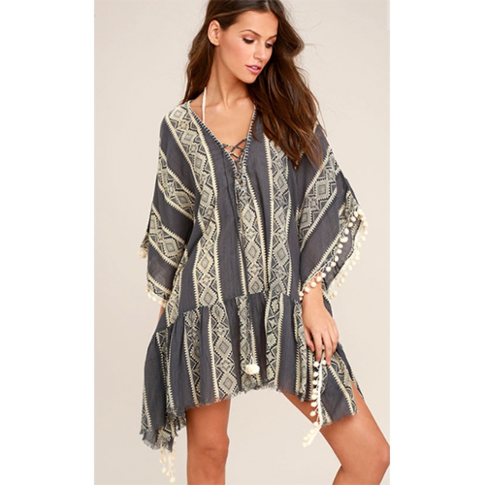 🌟 Grey Tribal Print Coverup